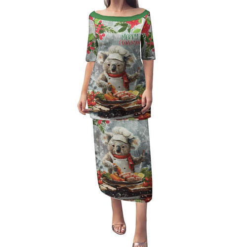 Personalised Koala Chef Christmas in July Family Matching Puletasi and Hawaiian Shirt