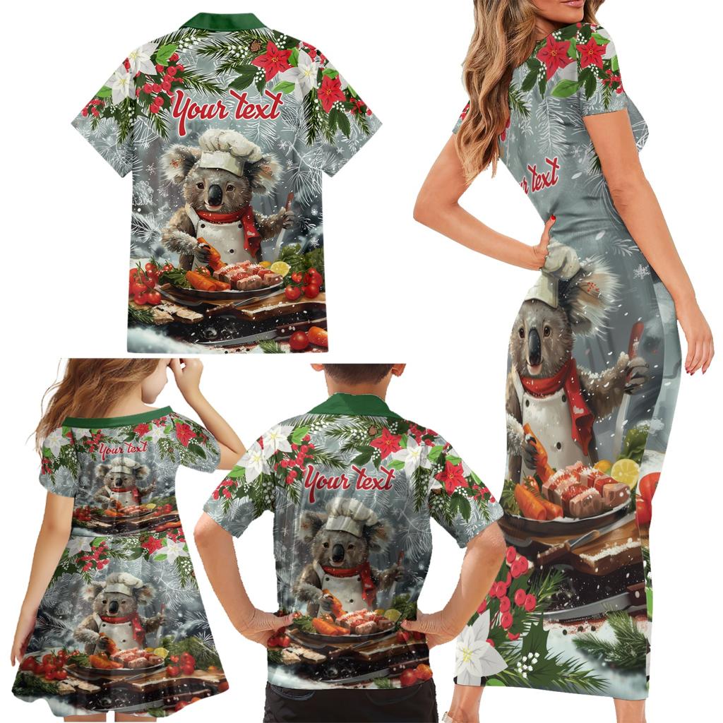 Personalised Koala Chef Christmas in July Family Matching Short Sleeve Bodycon Dress and Hawaiian Shirt