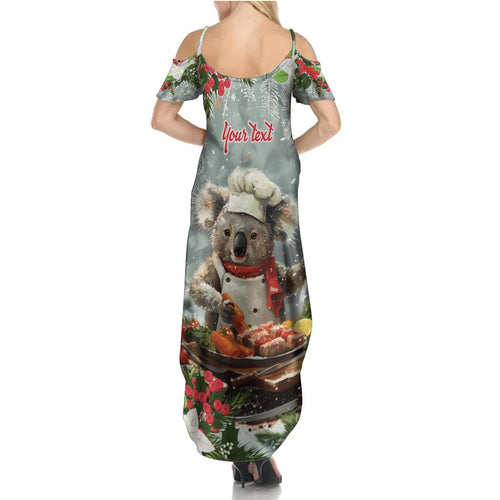 Personalised Koala Chef Christmas in July Family Matching Summer Maxi Dress and Hawaiian Shirt