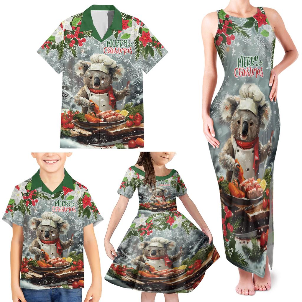 Personalised Koala Chef Christmas in July Family Matching Tank Maxi Dress and Hawaiian Shirt