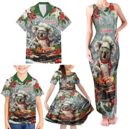 Personalised Koala Chef Christmas in July Family Matching Tank Maxi Dress and Hawaiian Shirt