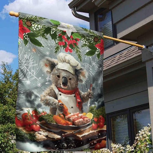 Koala Chef Christmas in July Garden Flag
