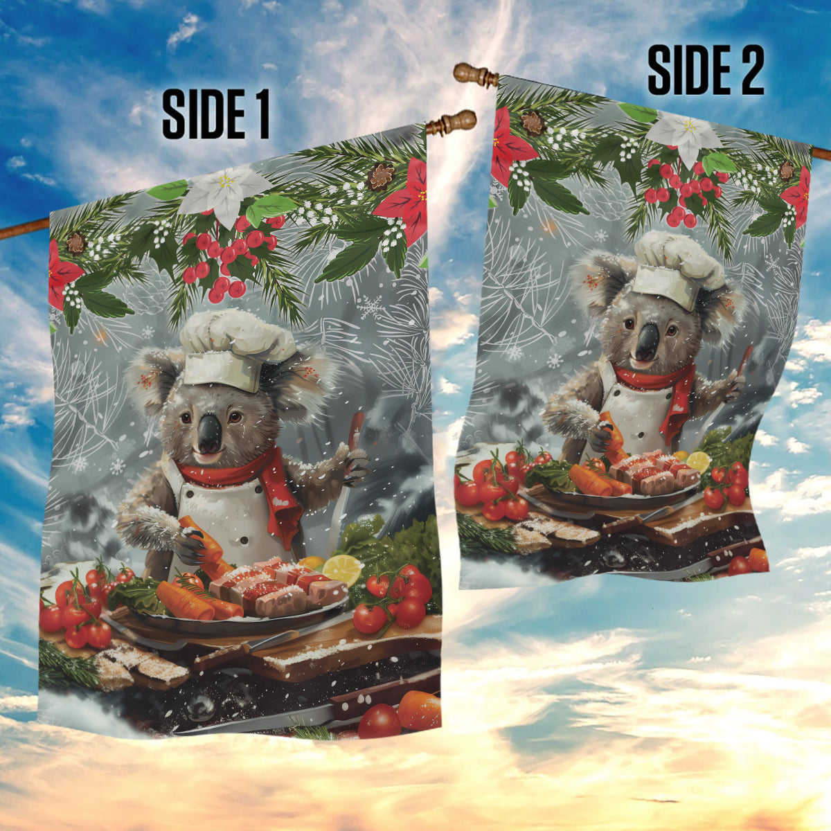 Koala Chef Christmas in July Garden Flag
