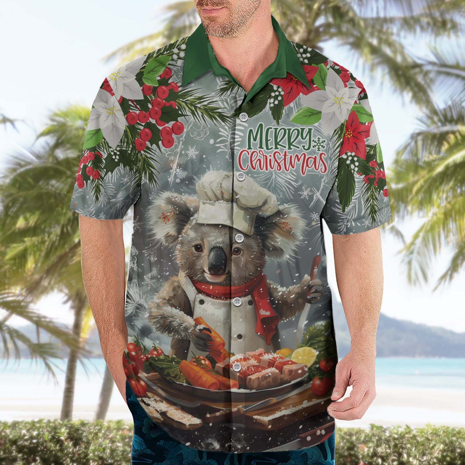 Personalised Koala Chef Christmas in July Hawaiian Shirt