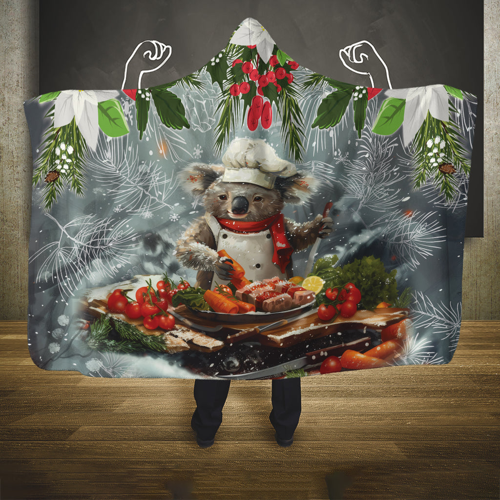 Koala Chef Christmas in July Hooded Blanket