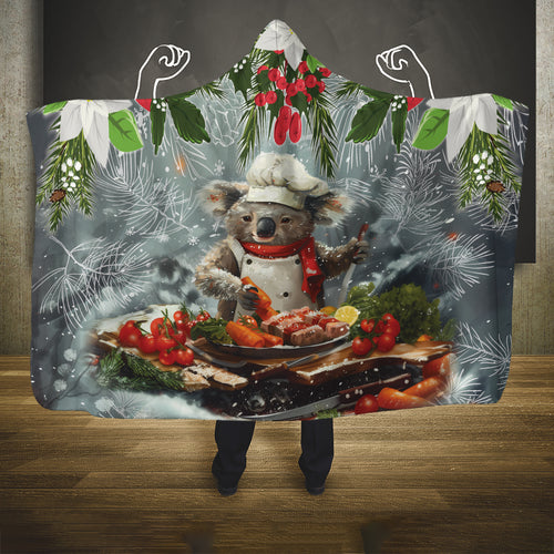 Koala Chef Christmas in July Hooded Blanket
