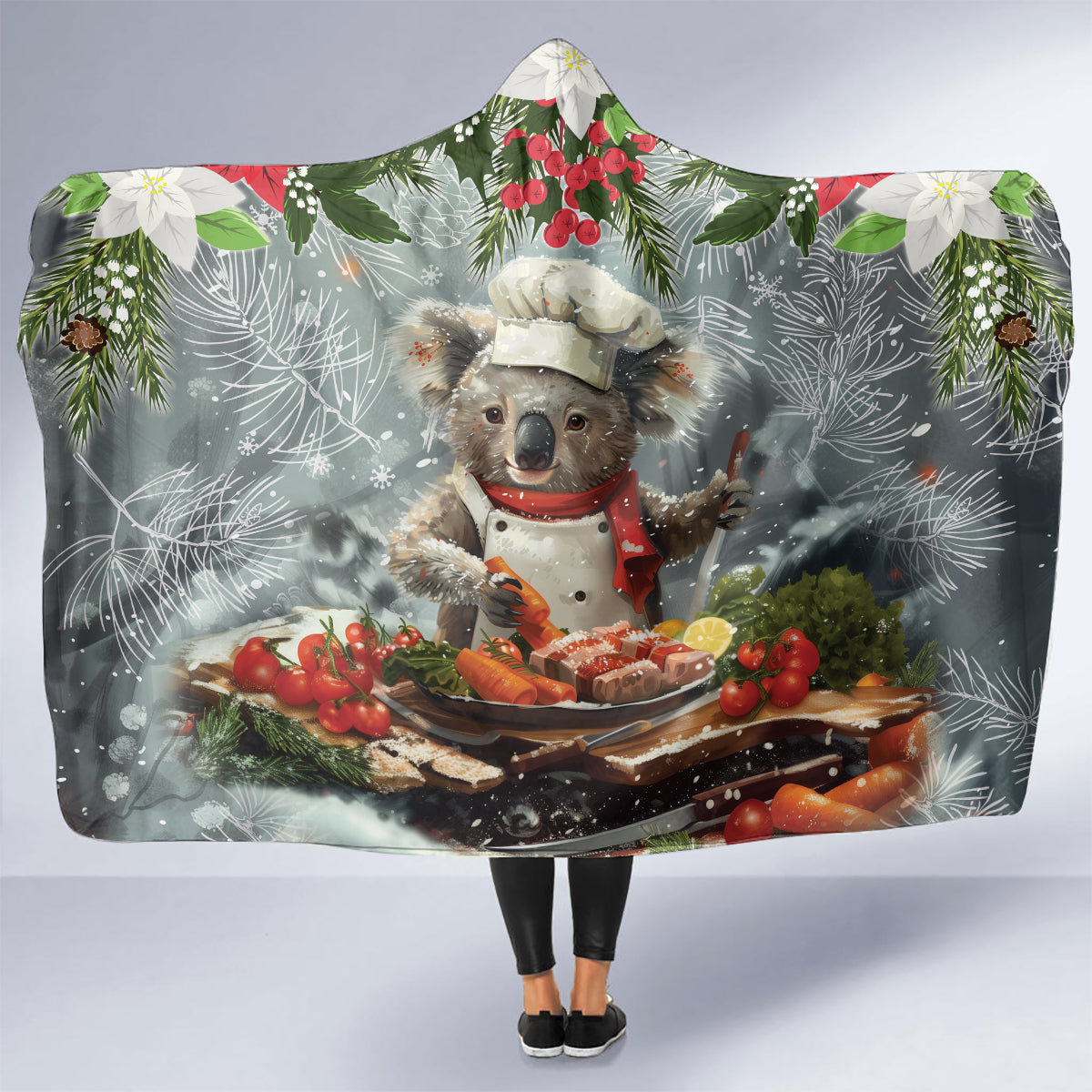 Koala Chef Christmas in July Hooded Blanket