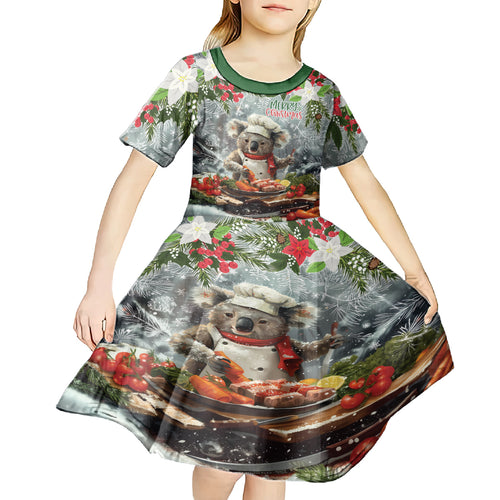Personalised Koala Chef Christmas in July Kid Short Sleeve Dress