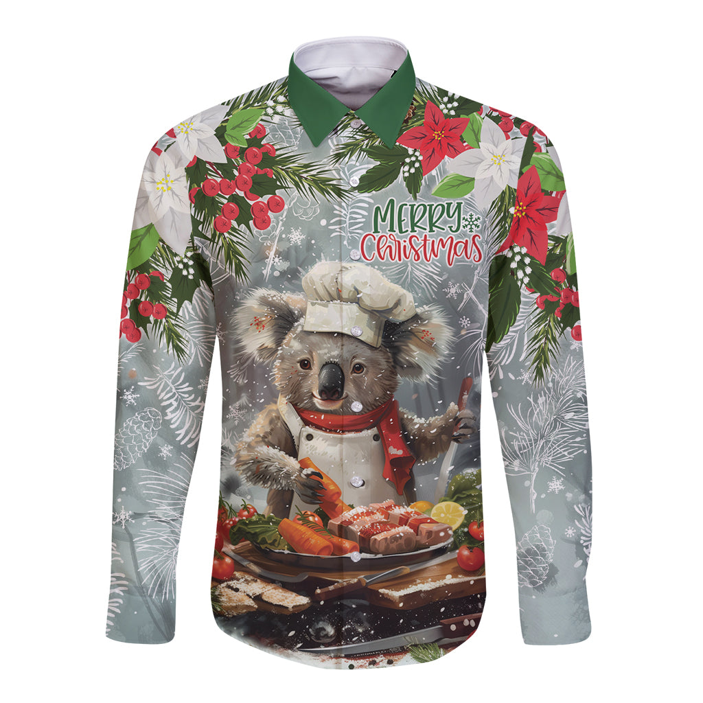 Personalised Koala Chef Christmas in July Long Sleeve Button Shirt