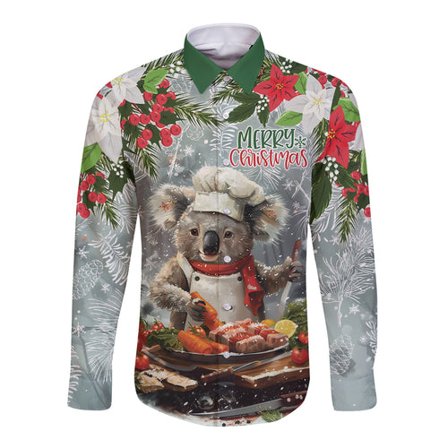 Personalised Koala Chef Christmas in July Long Sleeve Button Shirt