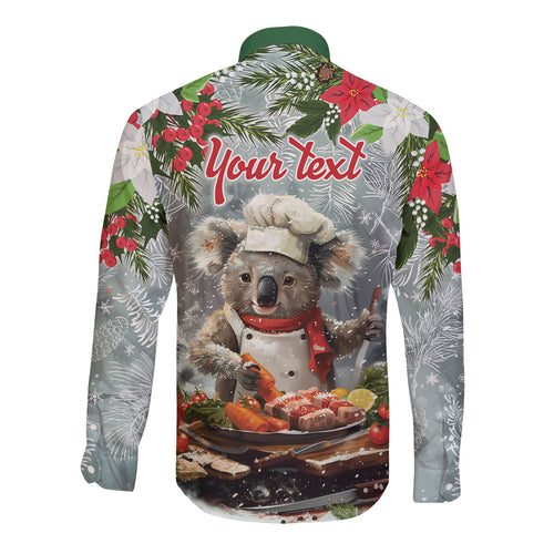 Personalised Koala Chef Christmas in July Long Sleeve Button Shirt