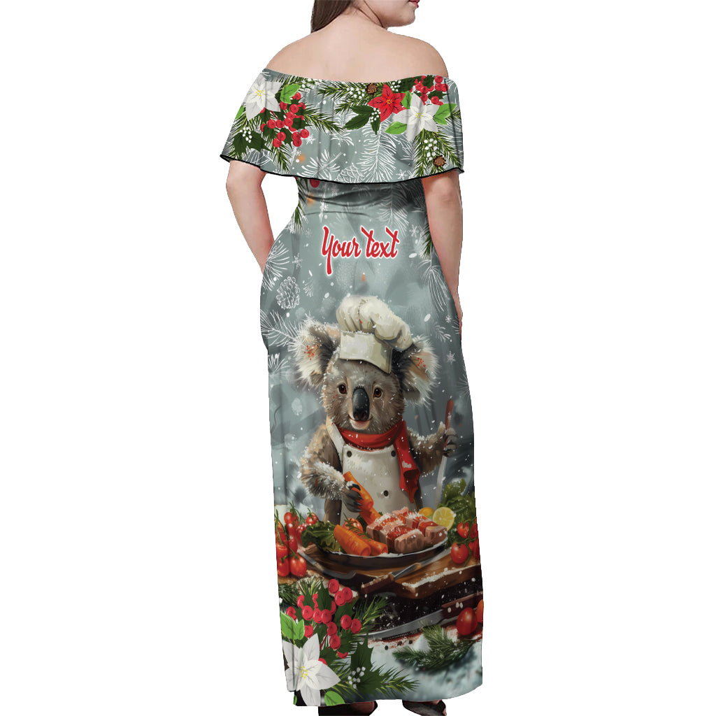 Personalised Koala Chef Christmas in July Off Shoulder Maxi Dress