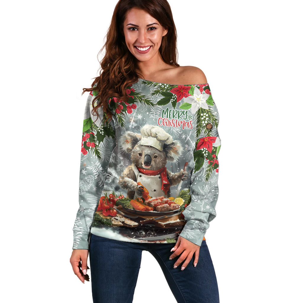 Personalised Koala Chef Christmas in July Off Shoulder Sweater
