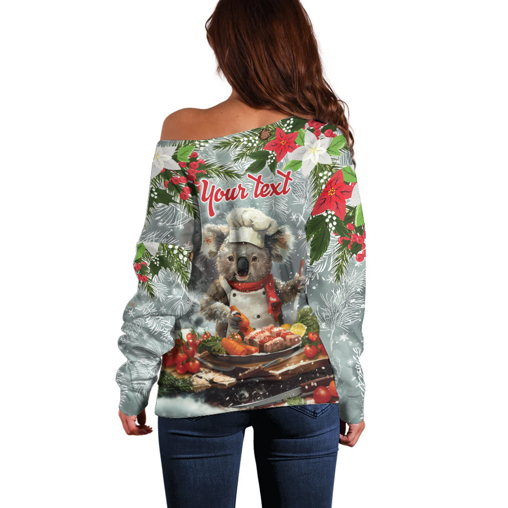 Personalised Koala Chef Christmas in July Off Shoulder Sweater