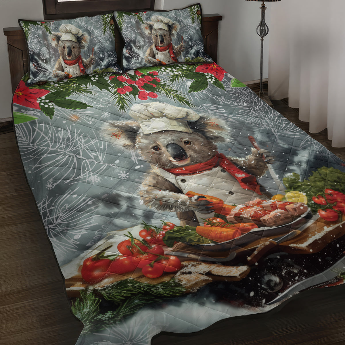 Koala Chef Christmas in July Quilt Bed Set