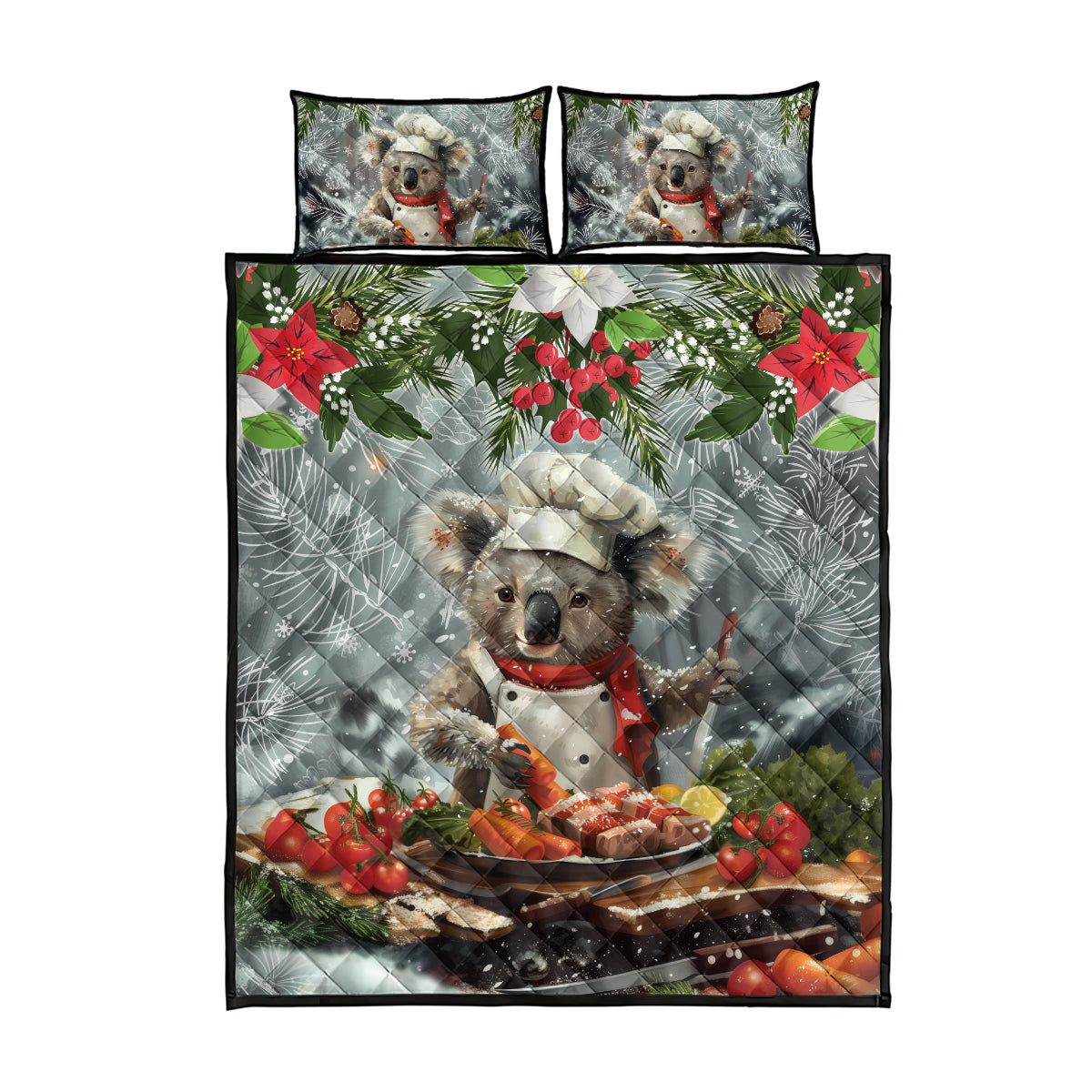 Koala Chef Christmas in July Quilt Bed Set