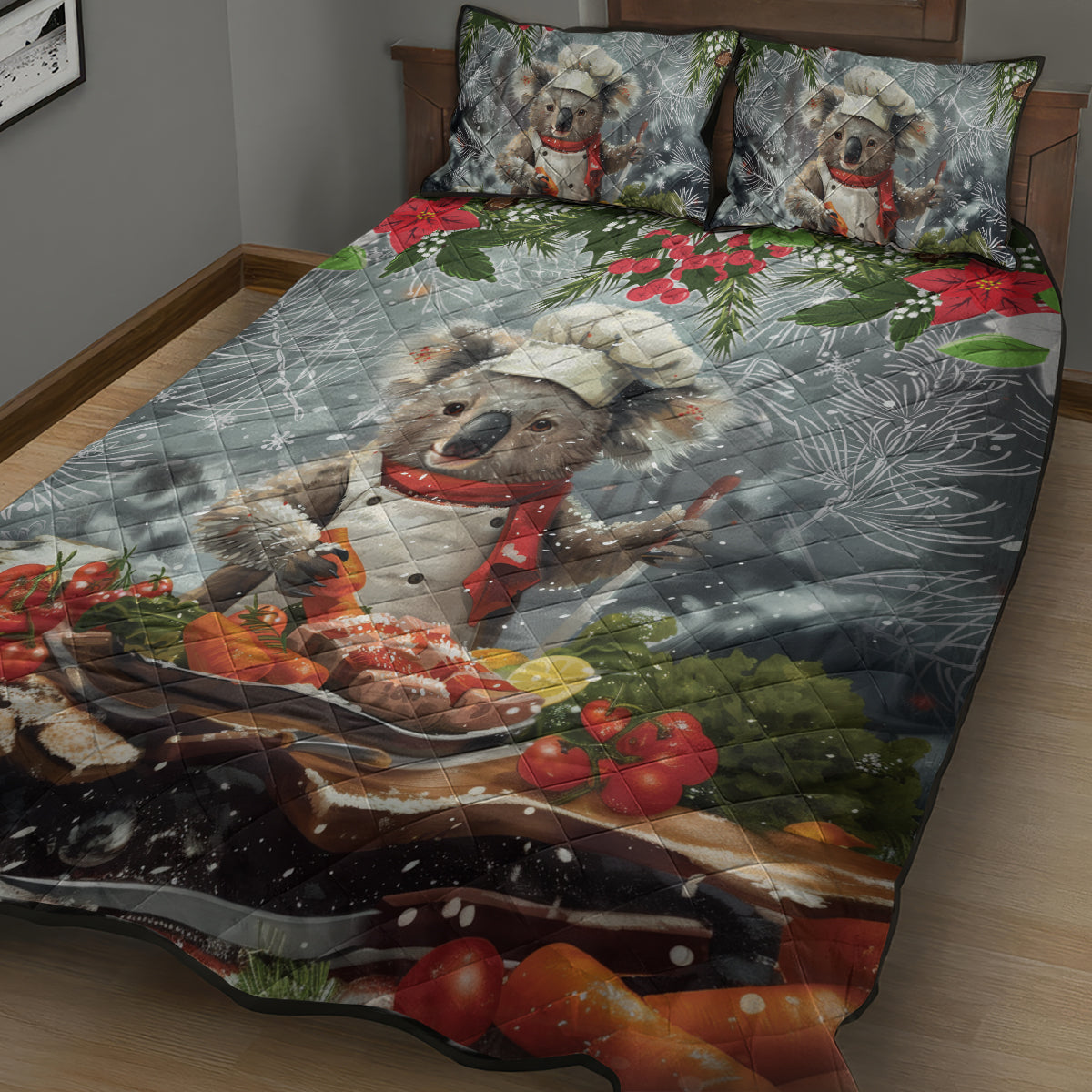 Koala Chef Christmas in July Quilt Bed Set