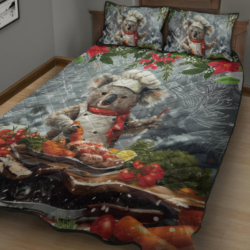 Koala Chef Christmas in July Quilt Bed Set