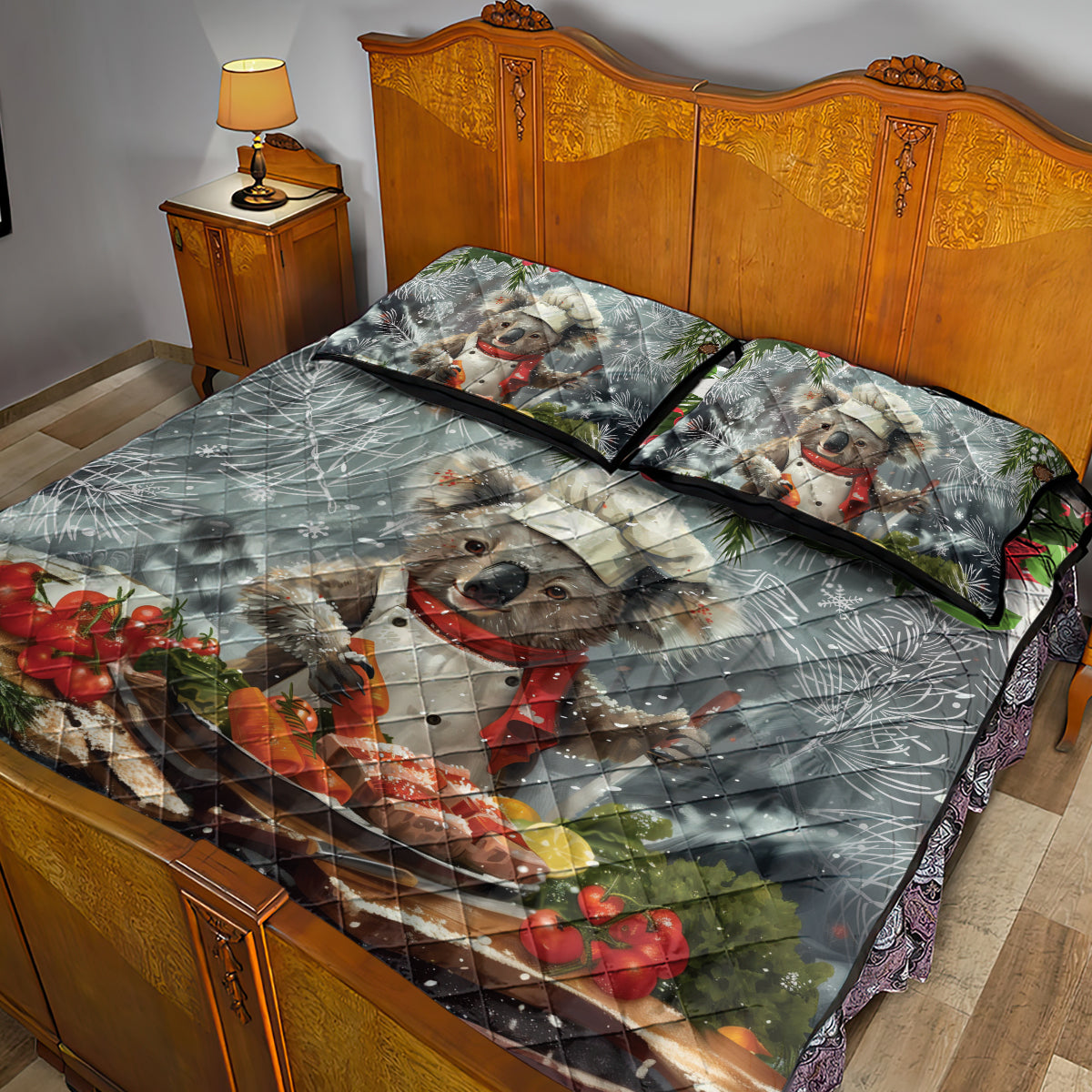 Koala Chef Christmas in July Quilt Bed Set