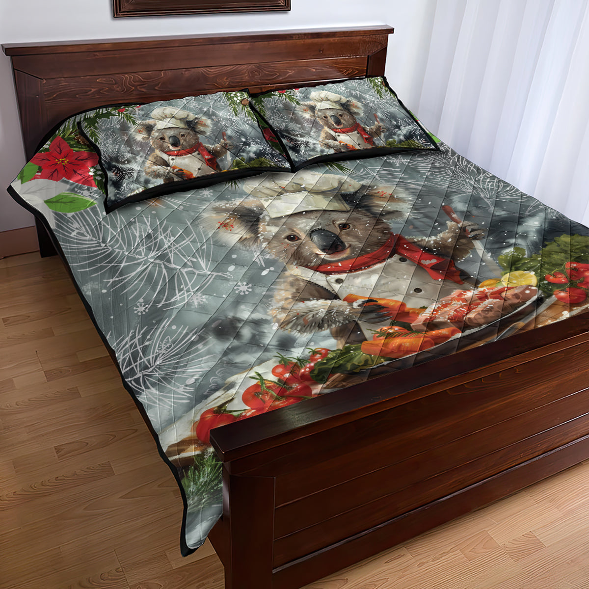 Koala Chef Christmas in July Quilt Bed Set