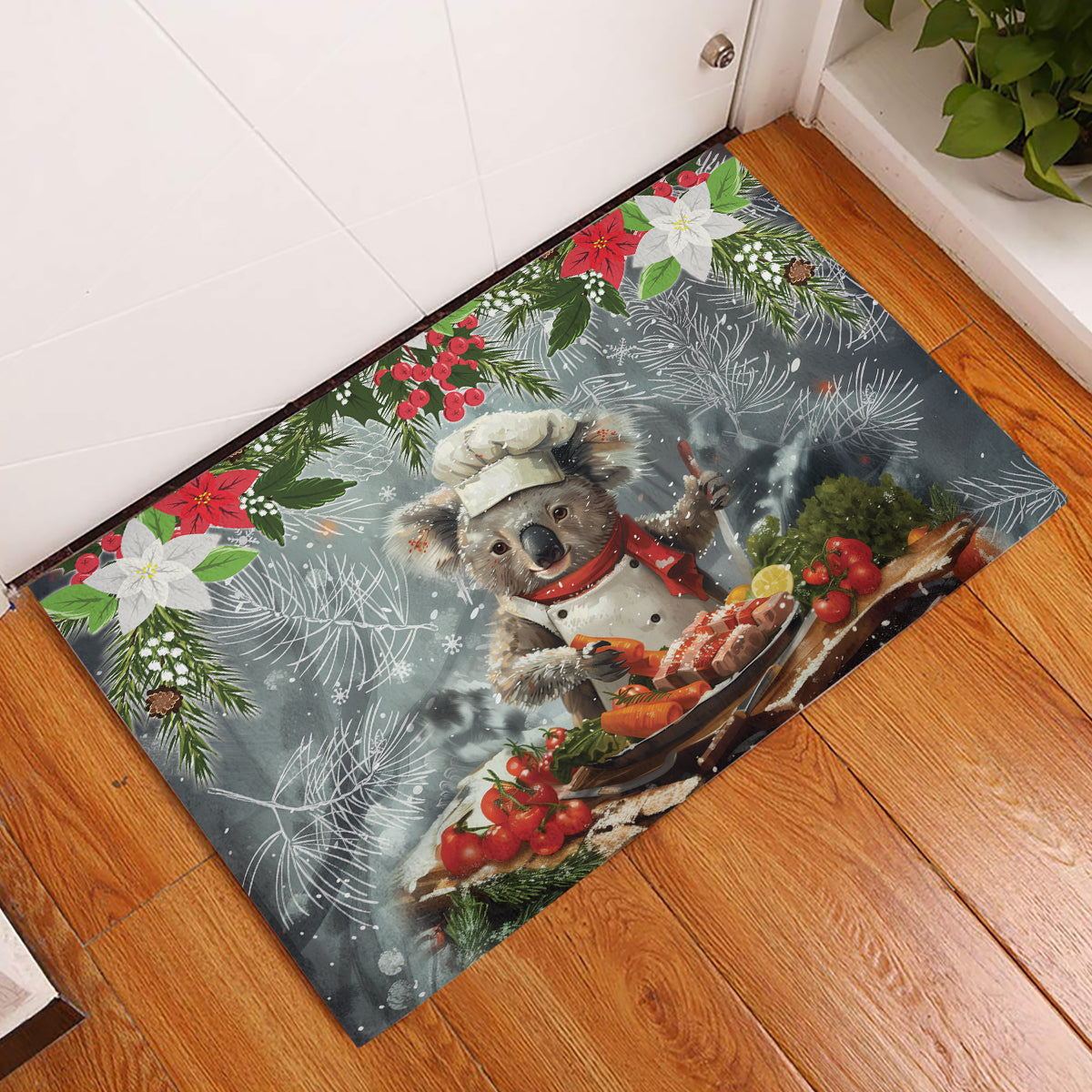 Koala Chef Christmas in July Rubber Doormat