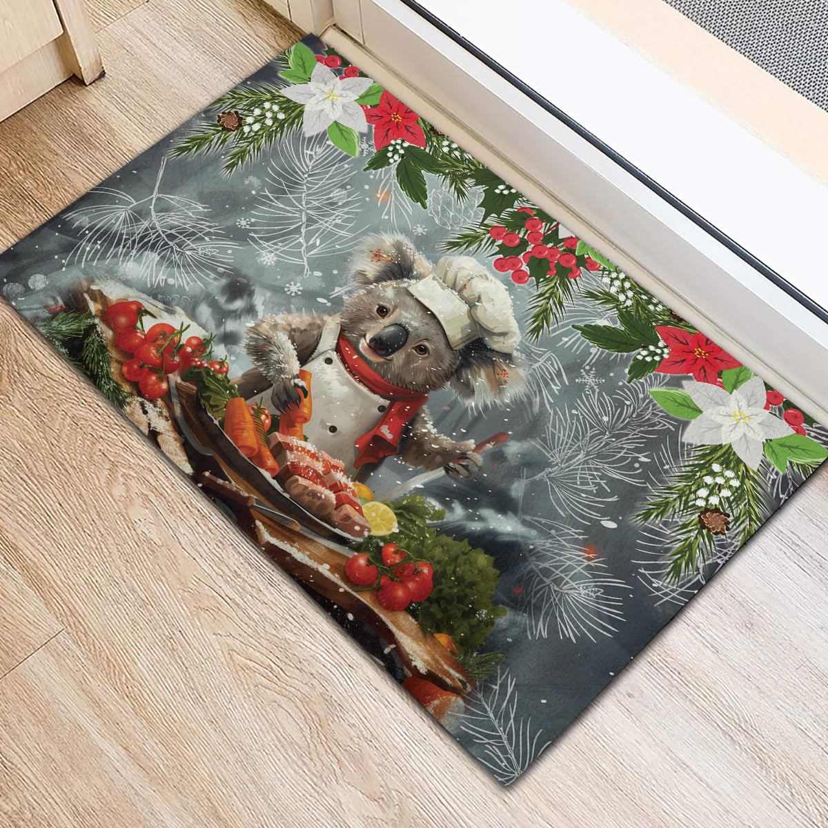 Koala Chef Christmas in July Rubber Doormat