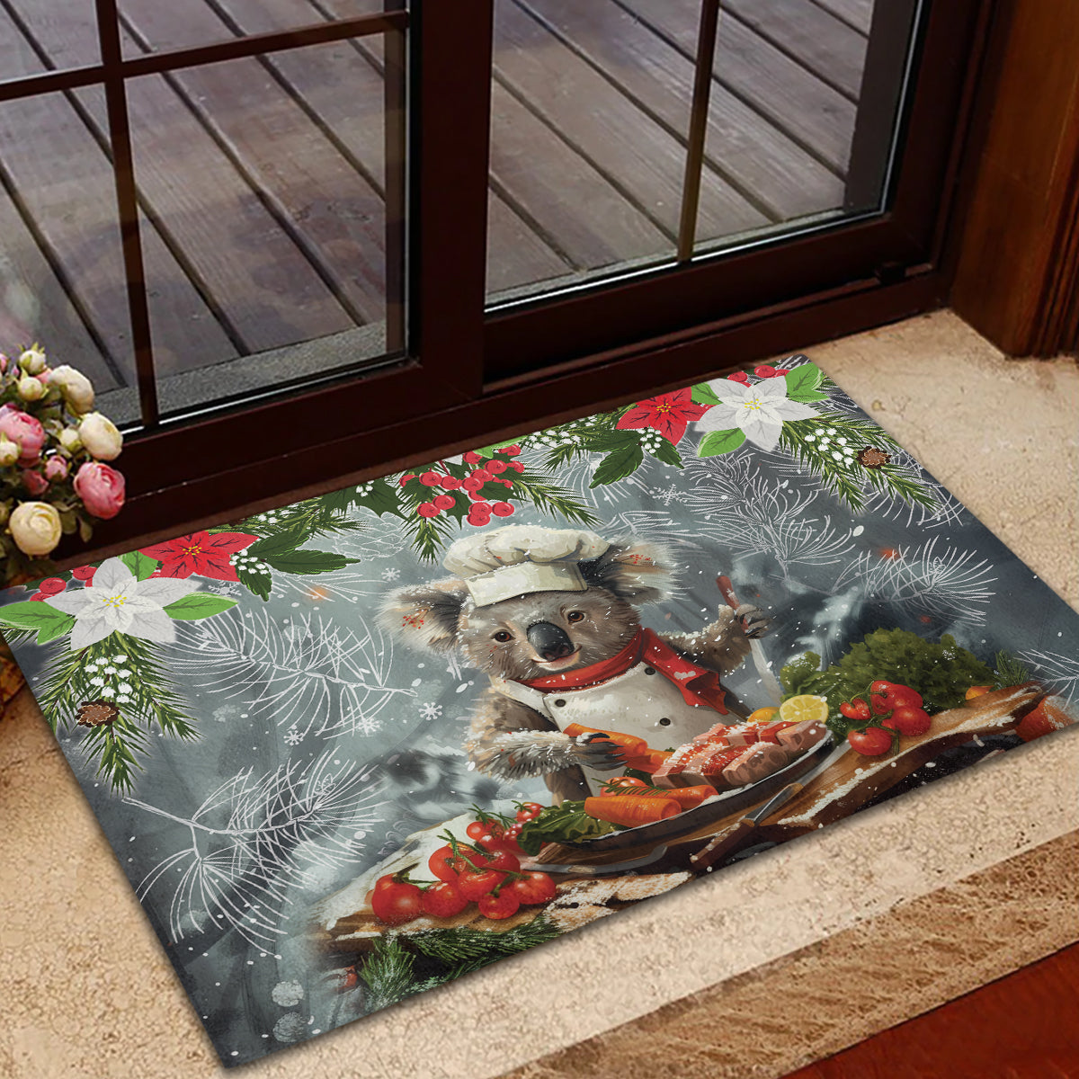 Koala Chef Christmas in July Rubber Doormat