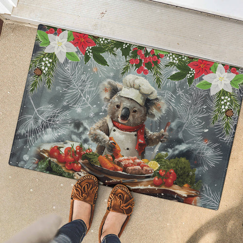 Koala Chef Christmas in July Rubber Doormat