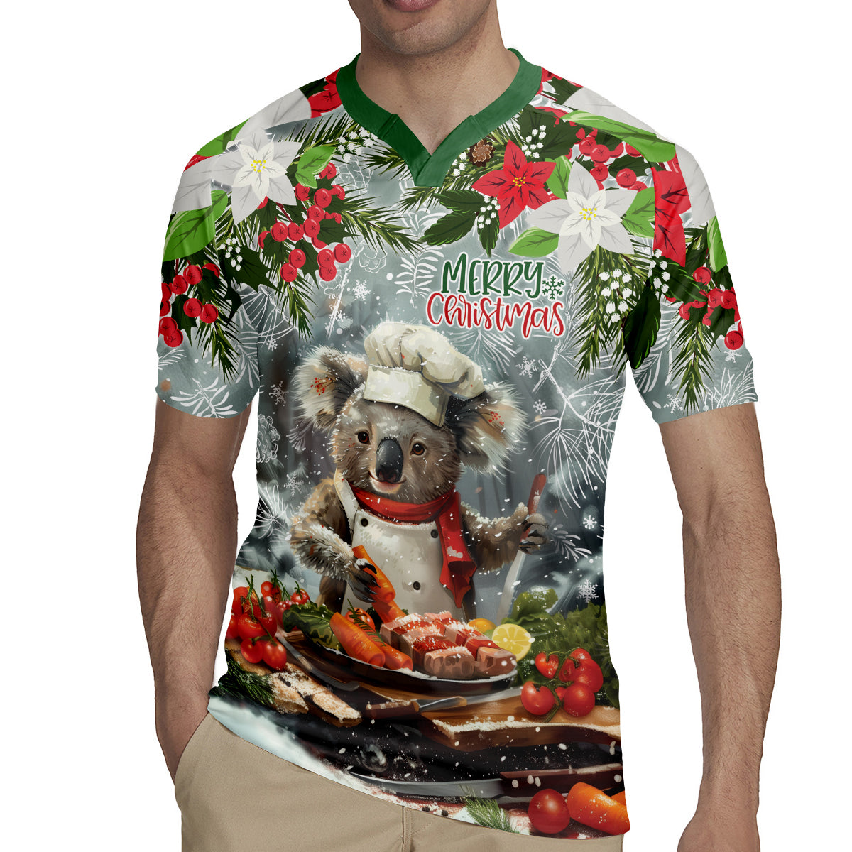 Personalised Koala Chef Christmas in July Rugby Jersey