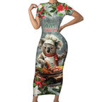Personalised Koala Chef Christmas in July Short Sleeve Bodycon Dress