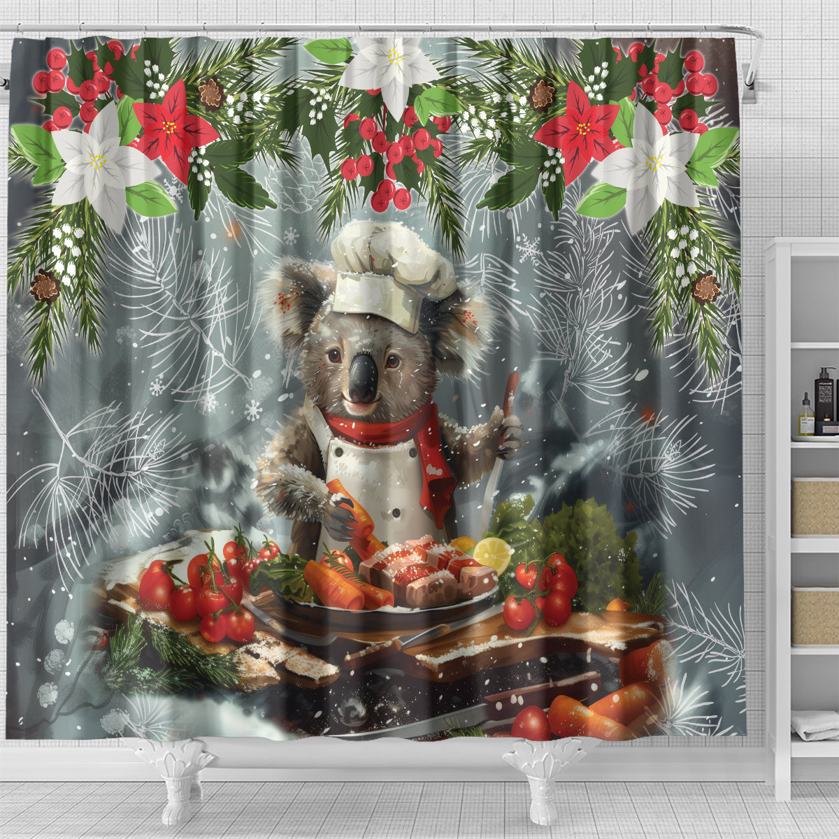 Koala Chef Christmas in July Shower Curtain