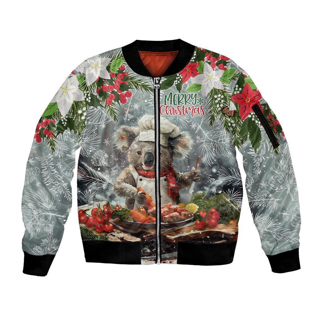 Personalised Koala Chef Christmas in July Sleeve Zip Bomber Jacket