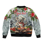 Personalised Koala Chef Christmas in July Sleeve Zip Bomber Jacket