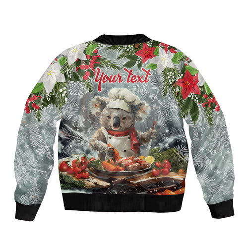 Personalised Koala Chef Christmas in July Sleeve Zip Bomber Jacket