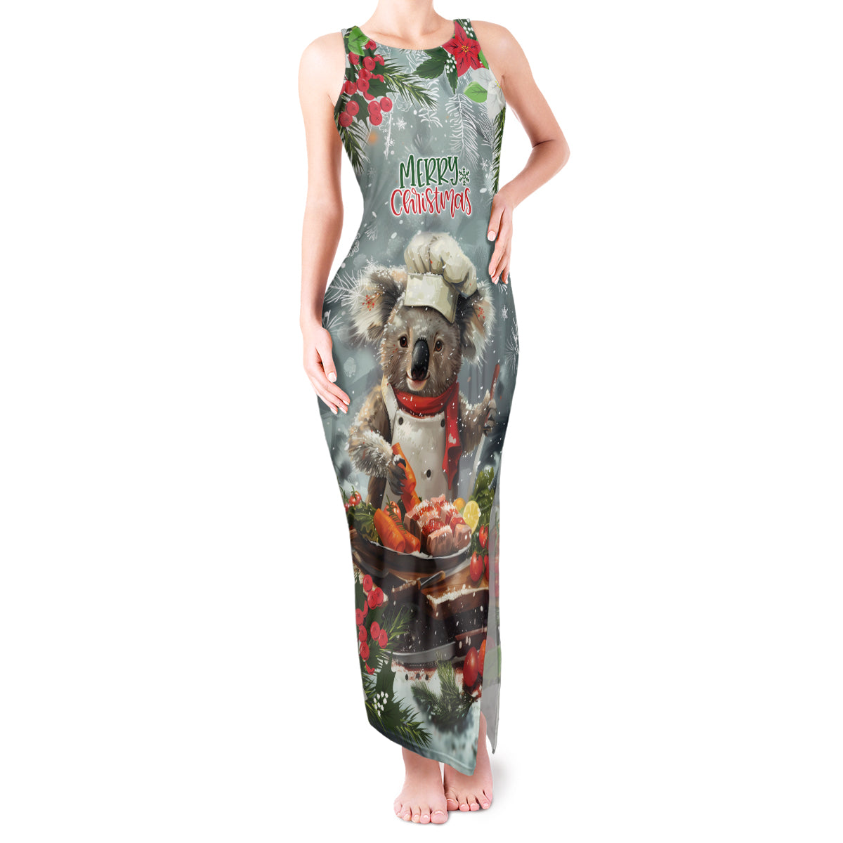 Personalised Koala Chef Christmas in July Tank Maxi Dress