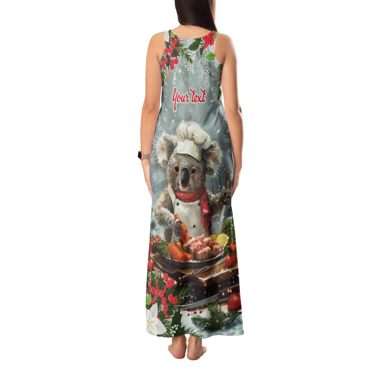 Personalised Koala Chef Christmas in July Tank Maxi Dress