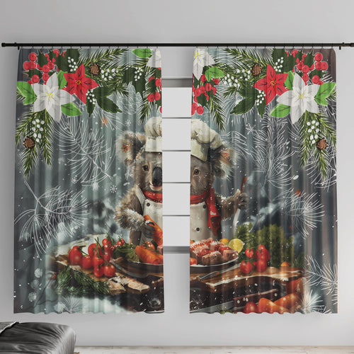 Koala Chef Christmas in July Window Curtain