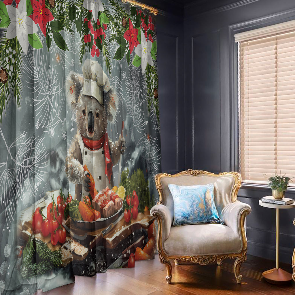 Koala Chef Christmas in July Window Curtain