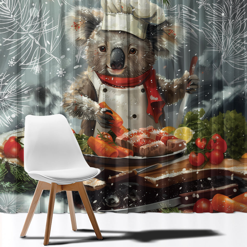 Koala Chef Christmas in July Window Curtain