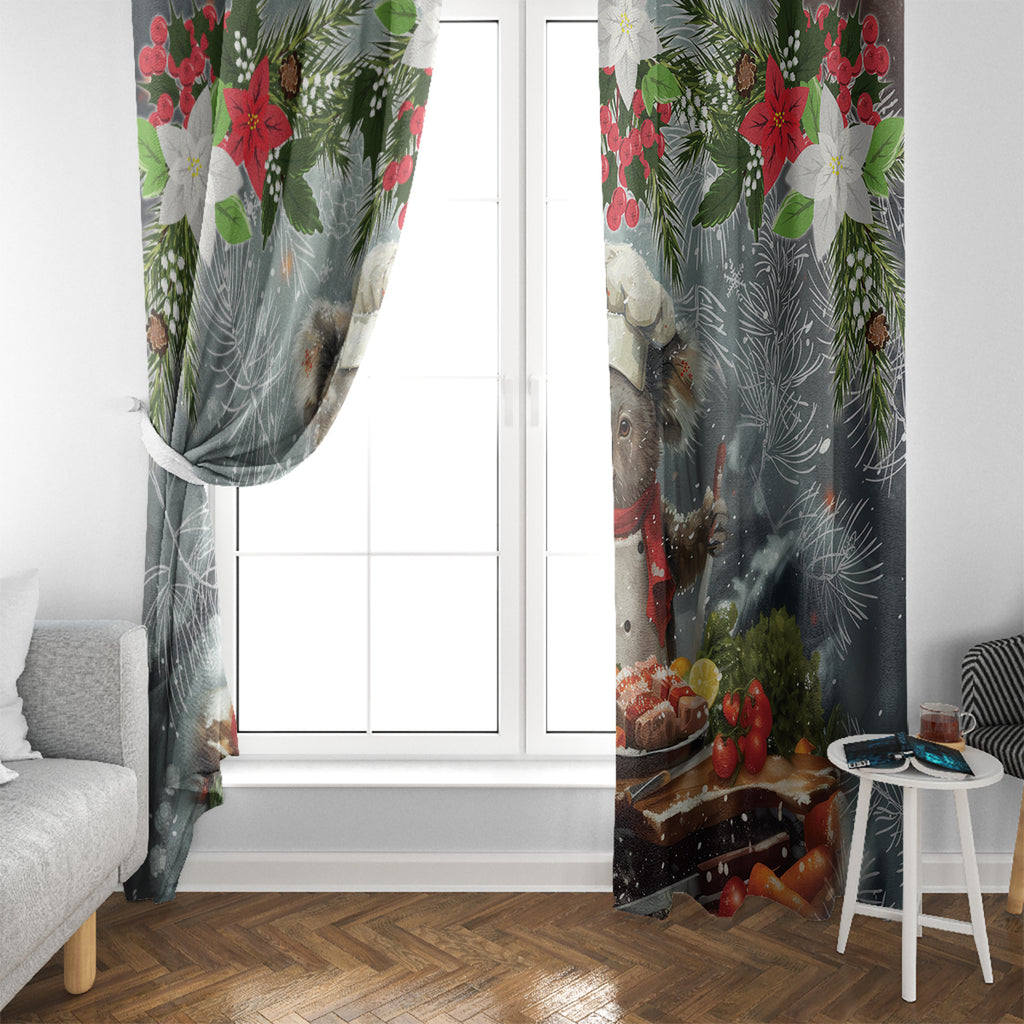 Koala Chef Christmas in July Window Curtain