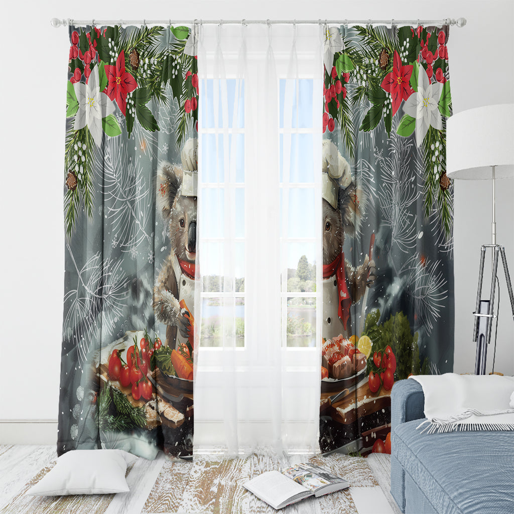 Koala Chef Christmas in July Window Curtain