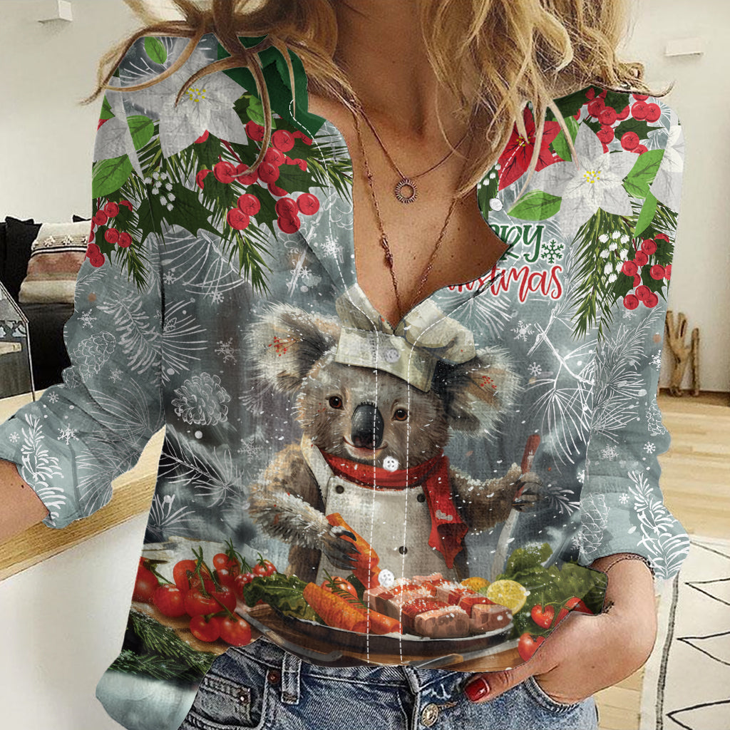 Personalised Koala Chef Christmas in July Women Casual Shirt