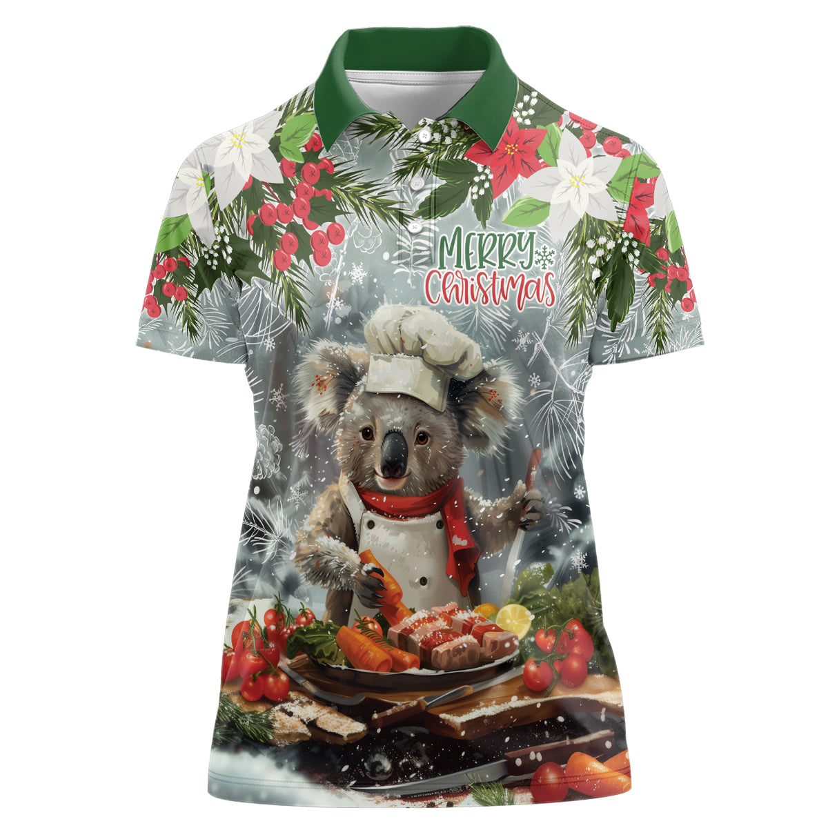 Personalised Koala Chef Christmas in July Women Polo Shirt