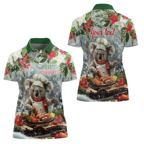 Personalised Koala Chef Christmas in July Women Polo Shirt