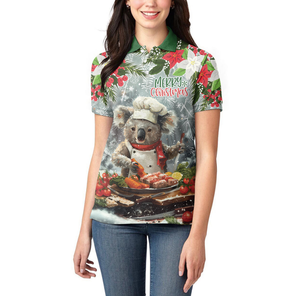 Personalised Koala Chef Christmas in July Women Polo Shirt