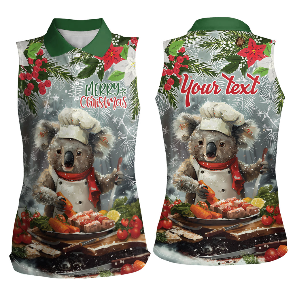 Personalised Koala Chef Christmas in July Women Sleeveless Polo Shirt