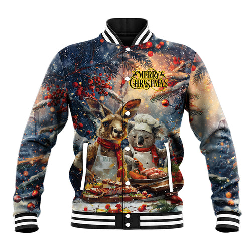 Personalised Aussie Christmas Kangaroo and Koala Baseball Jacket