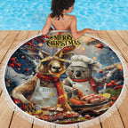 Aussie Christmas Kangaroo and Koala Beach Blanket
