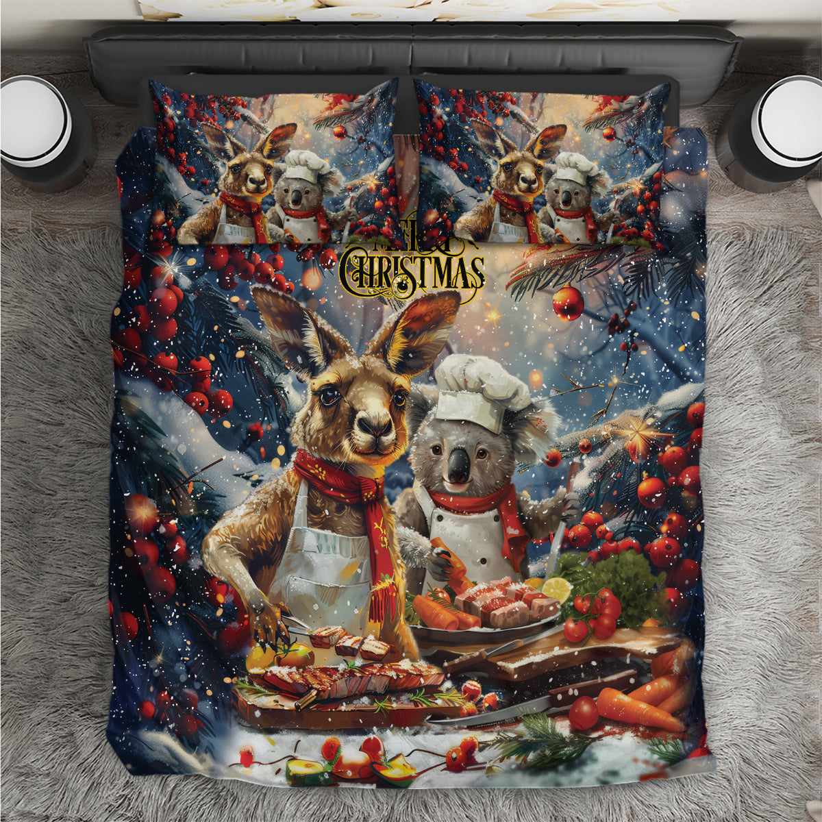 Aussie Christmas Kangaroo and Koala Bedding Set