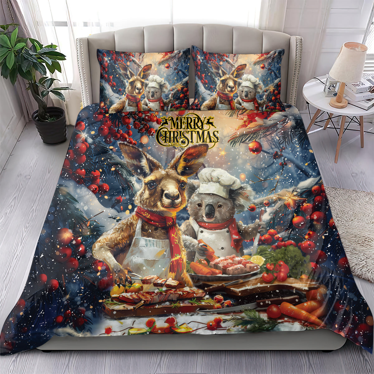 Aussie Christmas Kangaroo and Koala Bedding Set